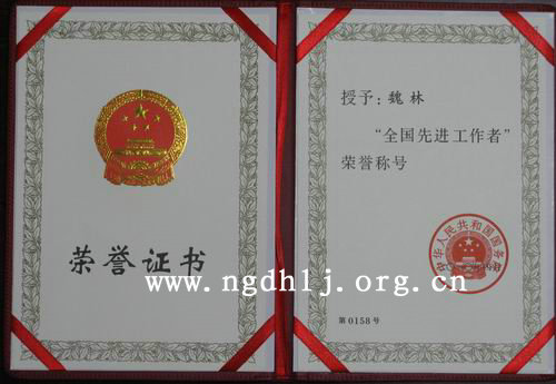 农工党哈尔滨市委会副主委魏林获2010年&ldquo;全国先进工作者&rdquo;证书